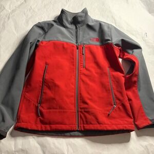 The North Face Mens Shellrock Medium Gray‎ Red Soft Shell Jacket Zip Up Outdoor